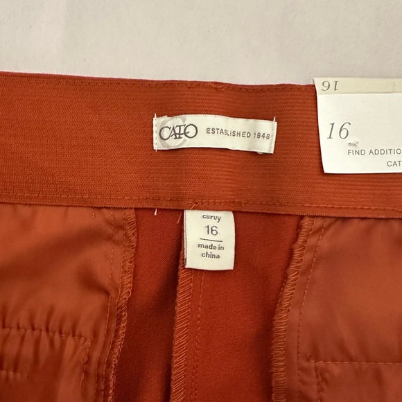 Cato Size 16 Curvy Fit Stretch Waist Burnt Orange Trousers - Picture 6 of 7